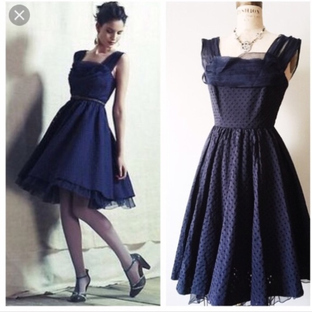 Anthropologie girls from savoy Peggy sue navy sz6